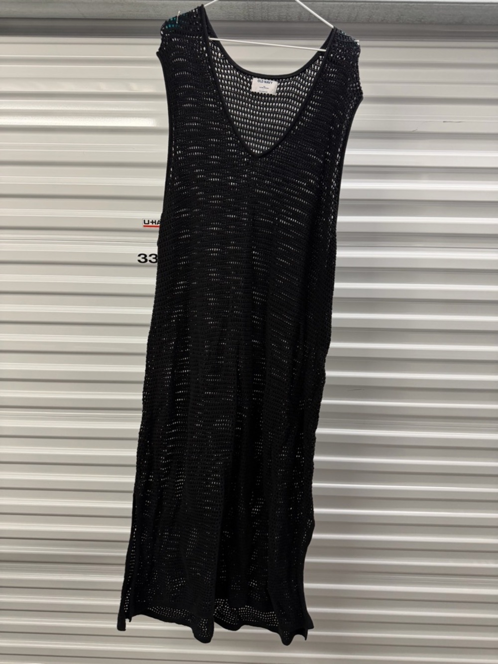 Old Navy Black Open-Weave V-Neck Dress